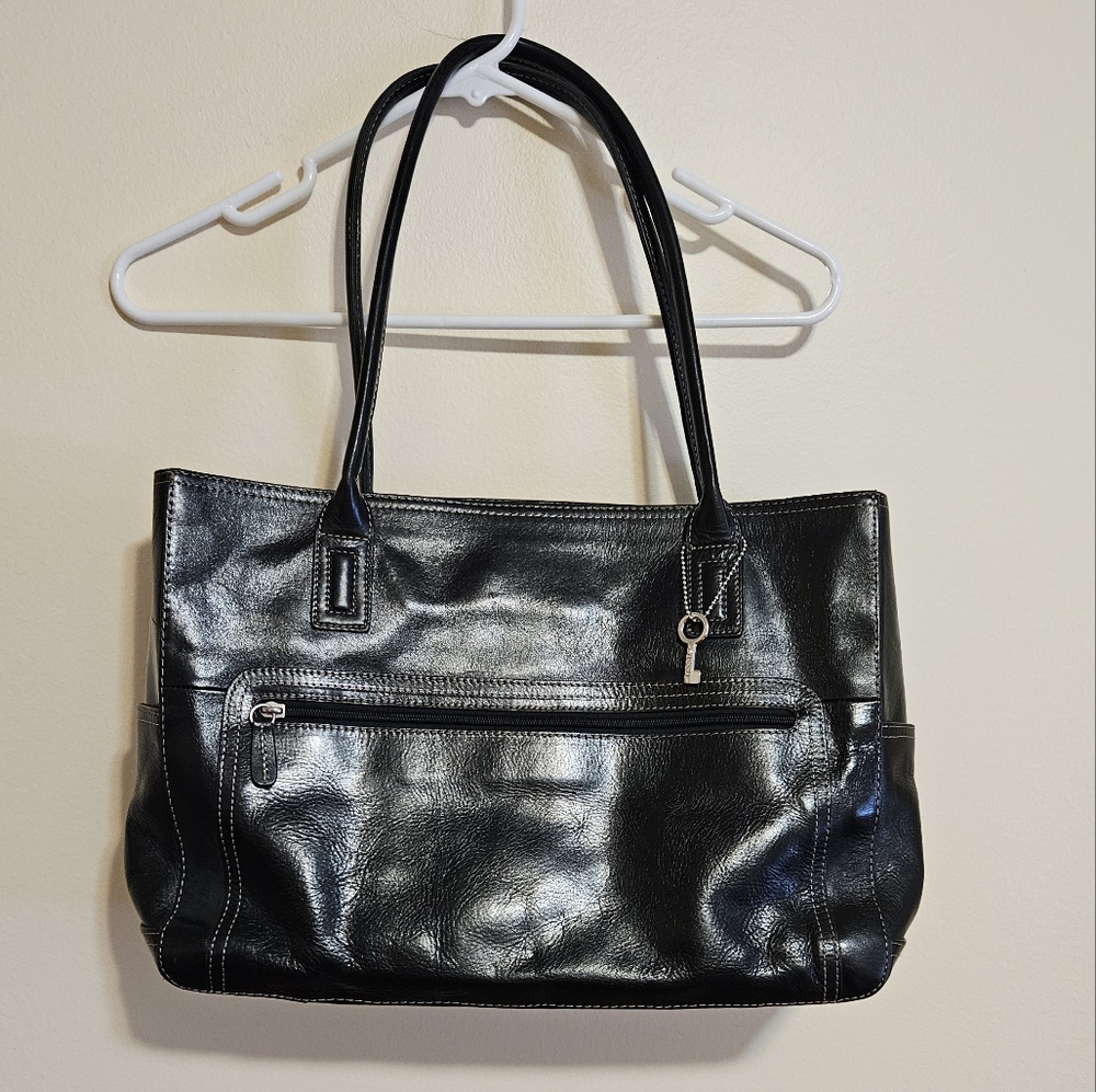 Fossil Black Briefcase Computer Messenger Shoulder Bag